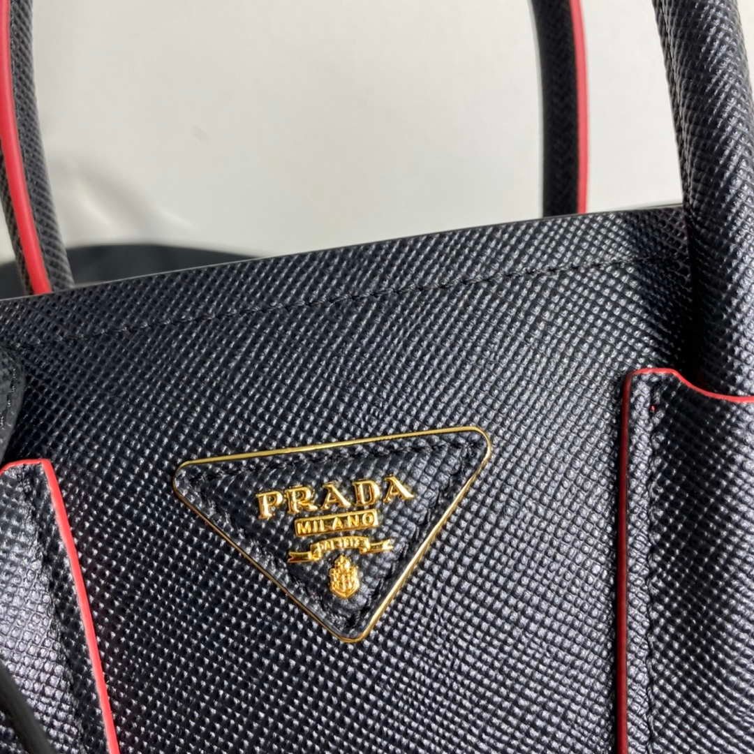 Replica Prada 1BG443 Prada Double Saffiano leather mini bag Black