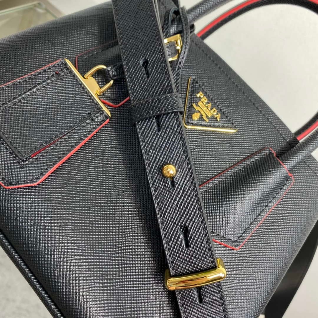 Replica Prada 1BG443 Prada Double Saffiano leather mini bag Black
