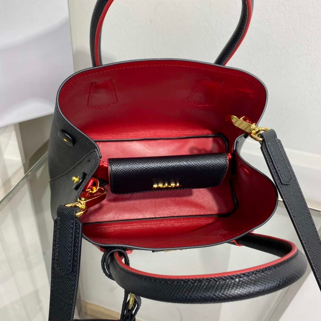 Replica Prada 1BG443 Prada Double Saffiano leather mini bag Black