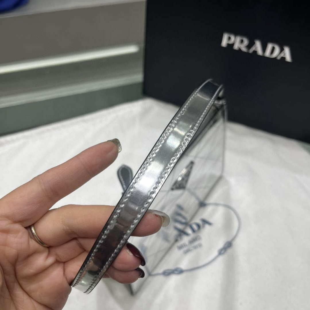Replica Prada 1BC155 Saffiano leather mini Shoulder bag Silver