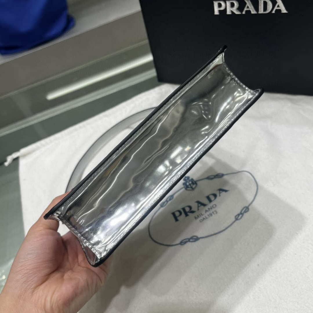 Replica Prada 1BC155 Saffiano leather mini Shoulder bag Silver
