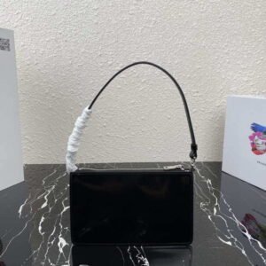 Replica Prada 1BC499 Prada Cleo Brushed Leather Shoulder Bag in Green