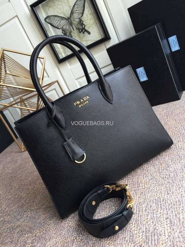 653253232c405.jpg Replica Prada 1BA153 Large Saffiano Leather Handbag in Black