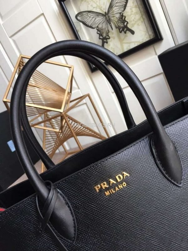 653253239114f.jpg Replica Prada 1BA153 Large Saffiano Leather Handbag in Black