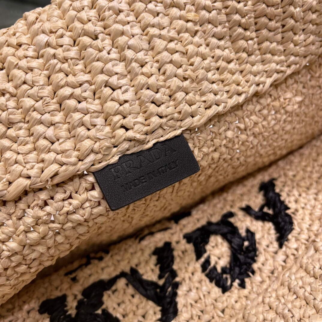 Replica Prada Small Raffia tote bag 1BG422 Apricot