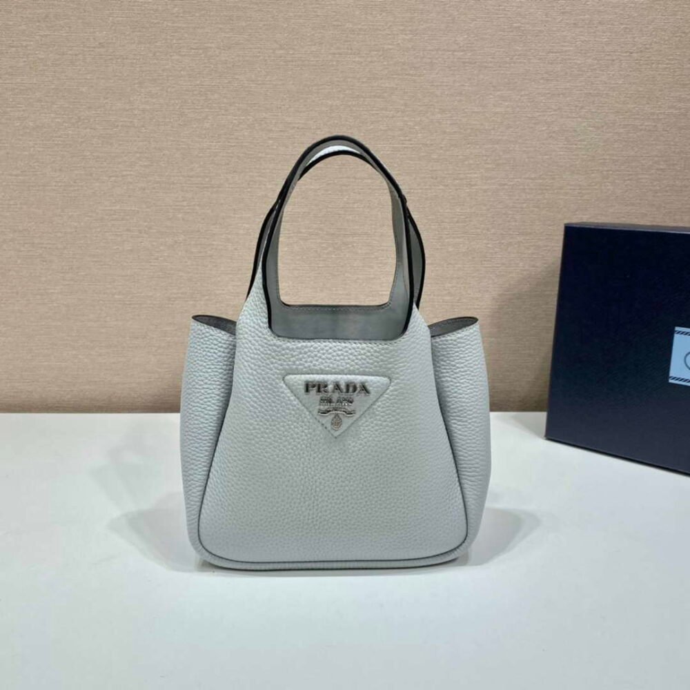 6532535920312.jpg Replica Prada 1BG335 Tote Leather Bucket Handbag Light Blue