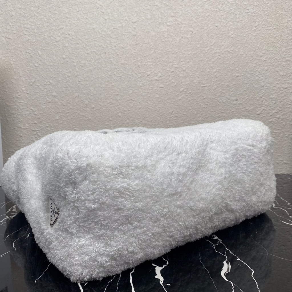 Replica Prada 1BG130 Shearling Tote Shoulder bag White