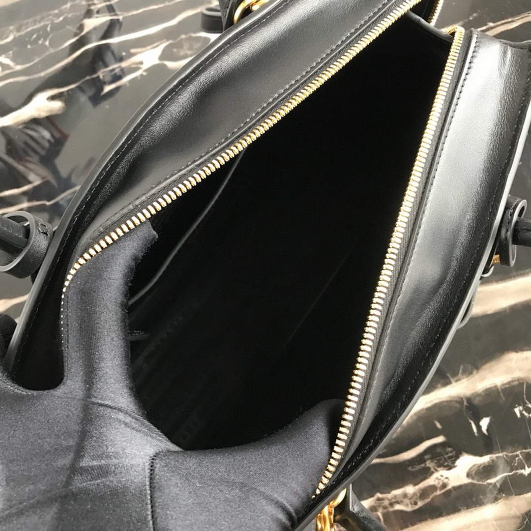 65325416292d0.jpg Replica Prada 1BA046 Medium Esplanade Leather Tote Bag Grey and Black