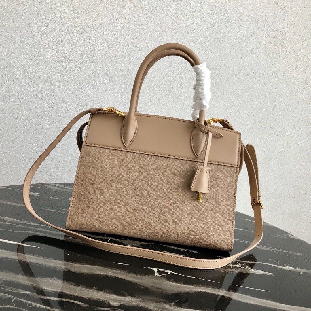 Replica Prada 1BA046 Medium Esplanade Leather Tote Bag Apricot