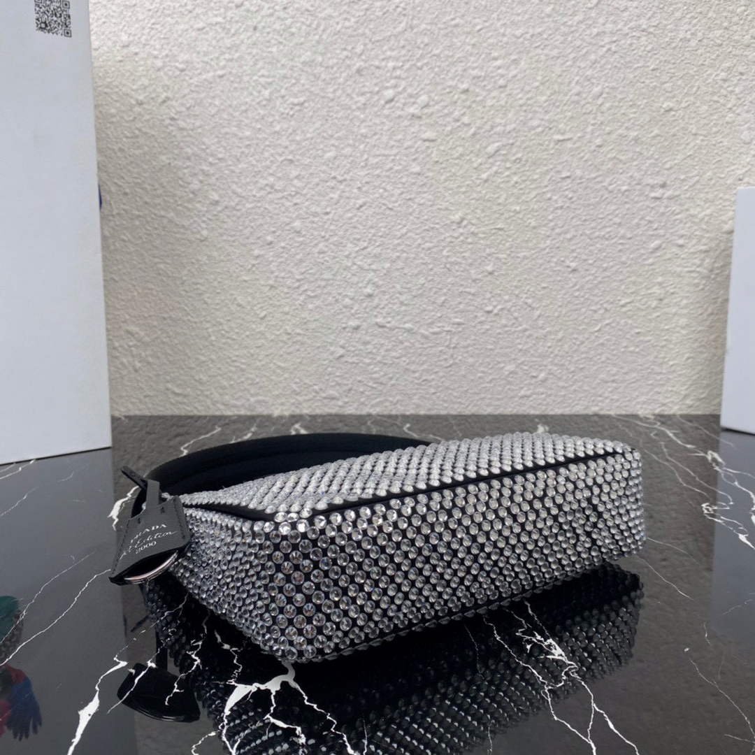 Replica Prada 1NE515 Satin mini-bag with artificial crystals Black