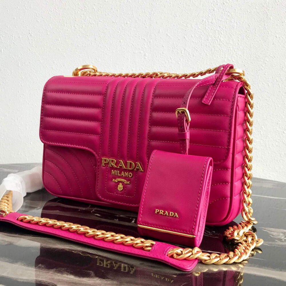Replica Prada 1BD108 Medium Leather Prada Diagramme Bag Plum