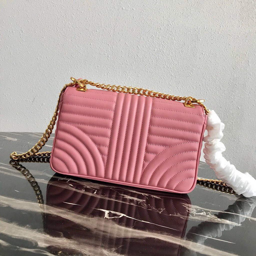 Replica Prada 1BD108 Medium Leather Prada Diagramme Bag Pink