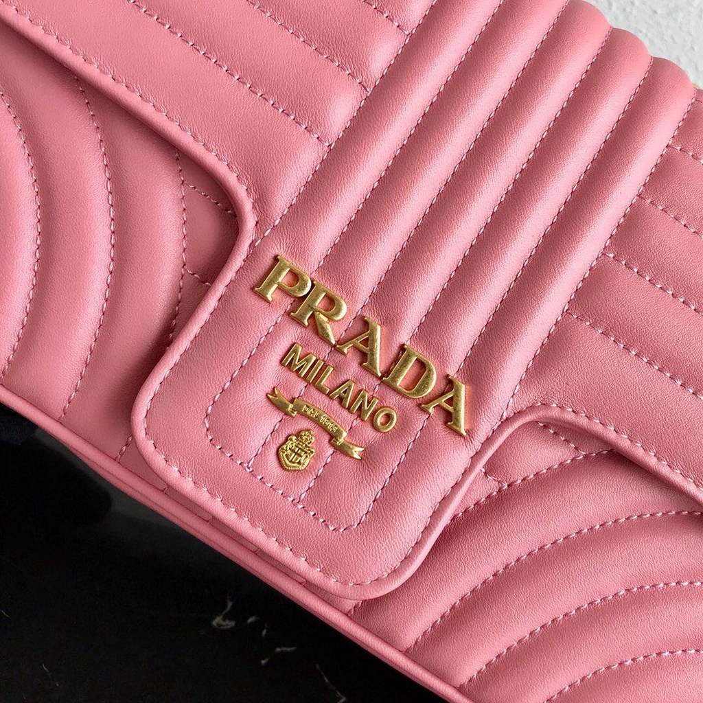 Replica Prada 1BD108 Medium Leather Prada Diagramme Bag Pink
