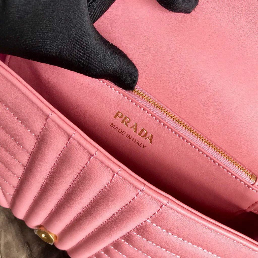 Replica Prada 1BD108 Medium Leather Prada Diagramme Bag Pink