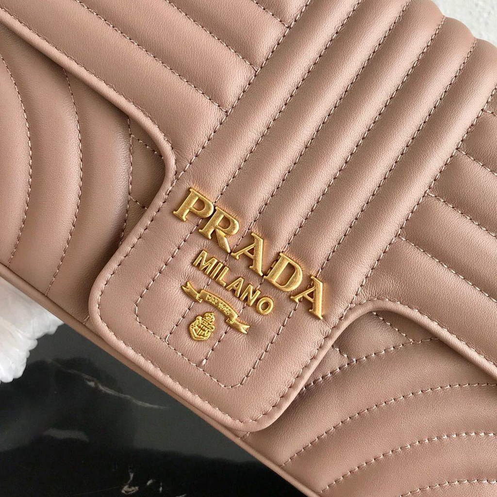 Replica Prada 1BD108 Medium Leather Prada Diagramme Bag Apricot