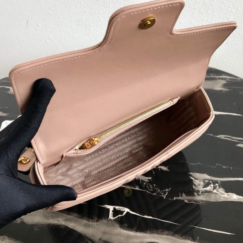 Replica Prada 1BD108 Medium Leather Prada Diagramme Bag Apricot
