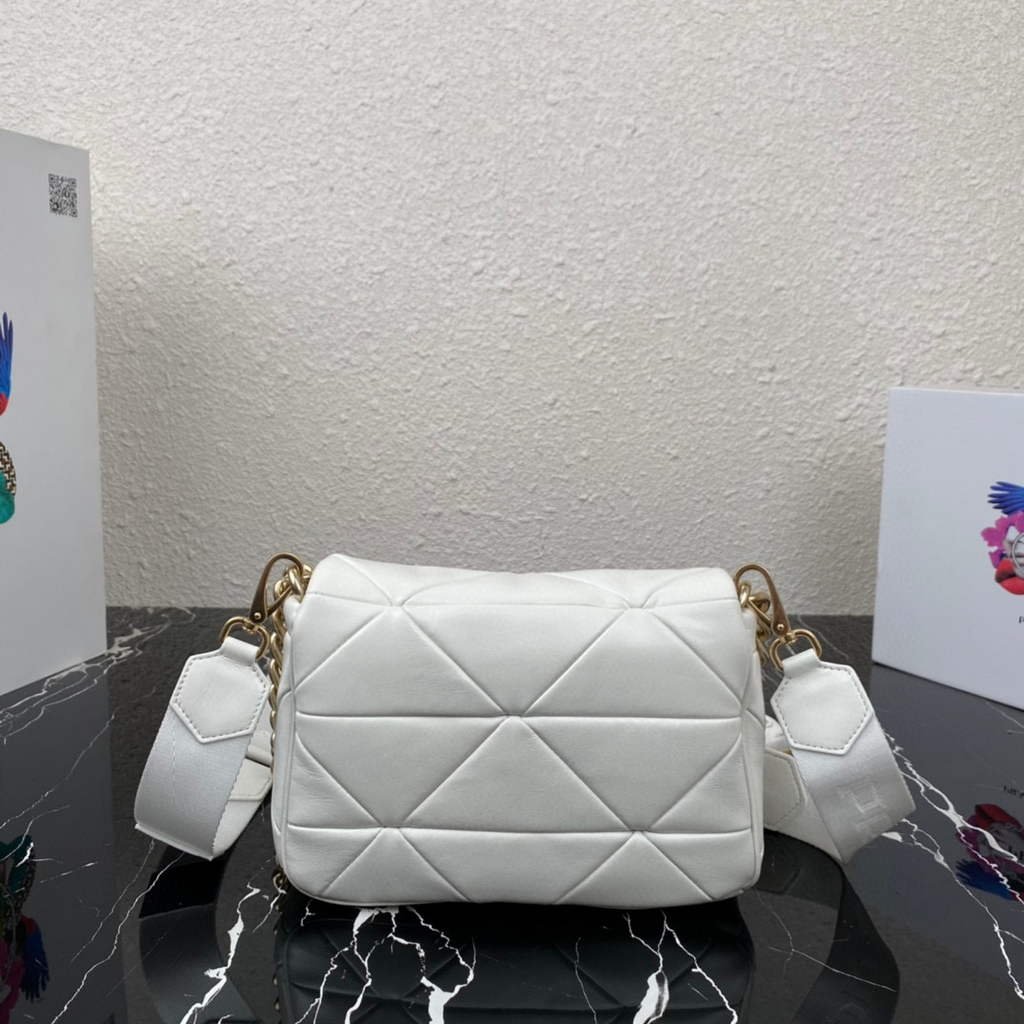 Replica Prada 1BD292 Prada System nappa leather patchwork Bag White