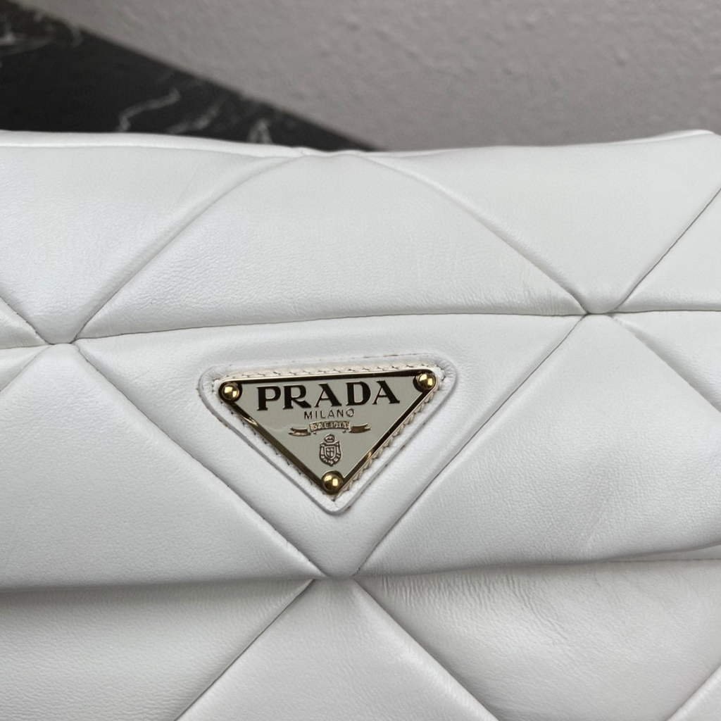 Replica Prada 1BD292 Prada System nappa leather patchwork Bag White