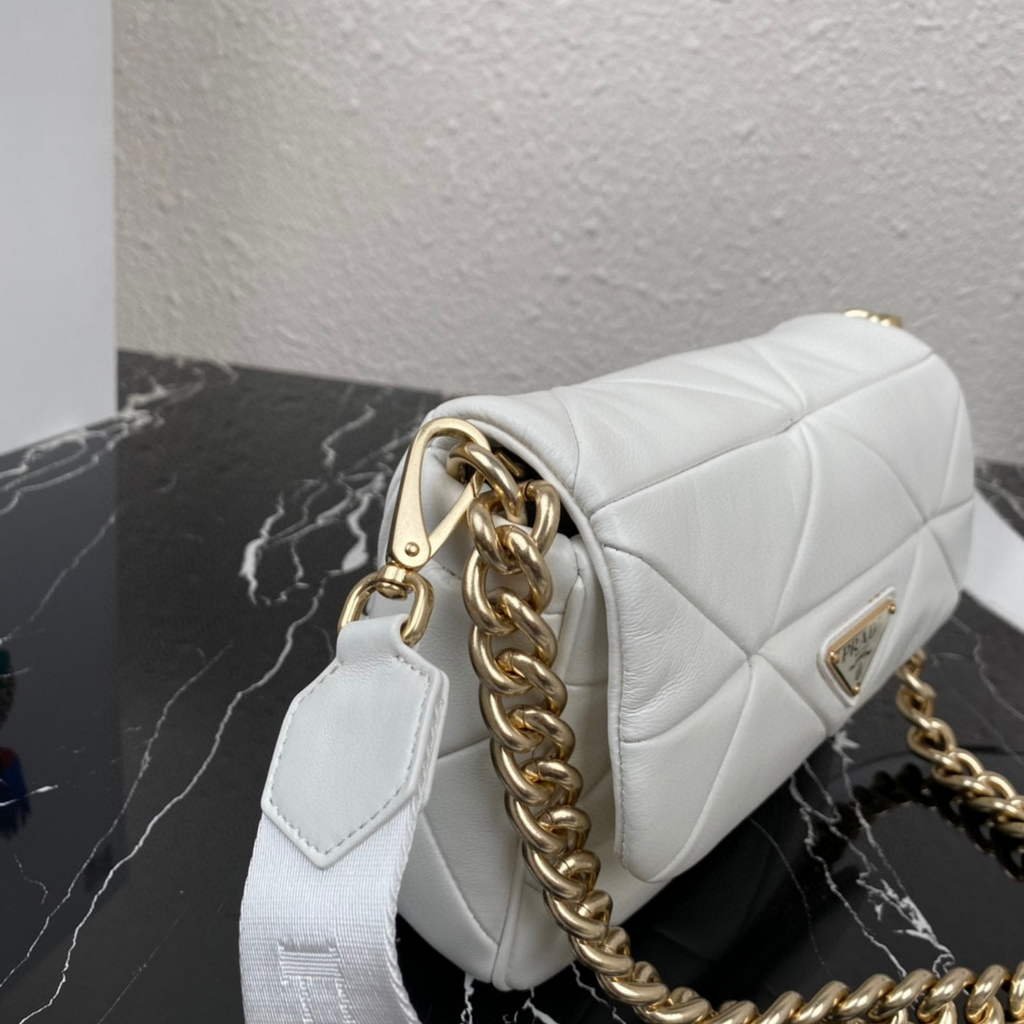 Replica Prada 1BD292 Prada System nappa leather patchwork Bag White
