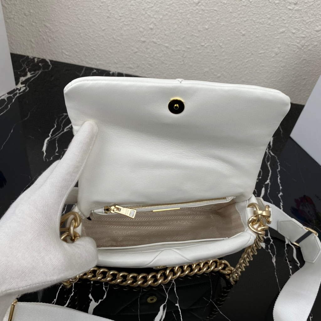 Replica Prada 1BD292 Prada System nappa leather patchwork Bag White