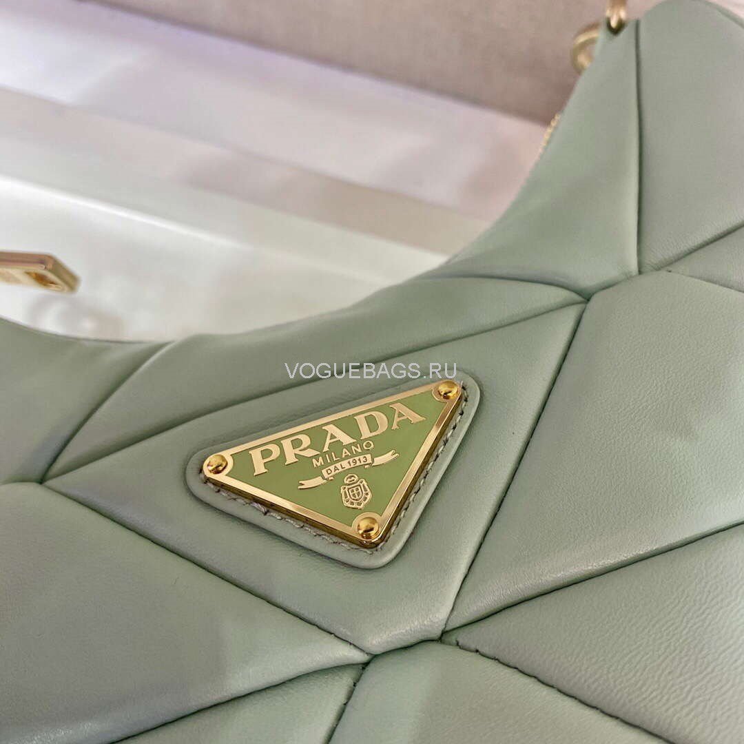 Replica Prada 1BC151 Prada Padded Calfskin Shoulder Bag in Green