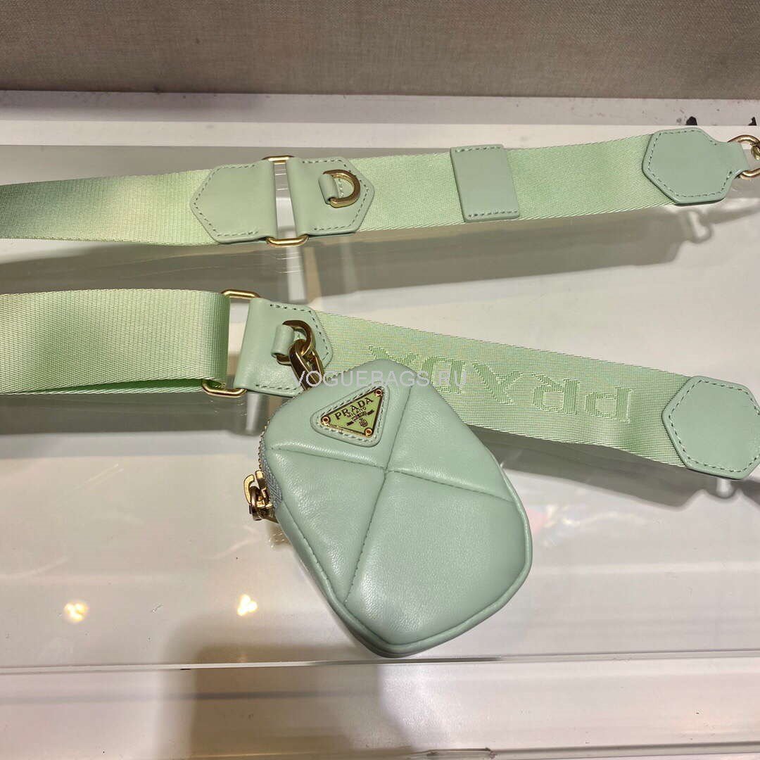 Replica Prada 1BC151 Prada Padded Calfskin Shoulder Bag in Green