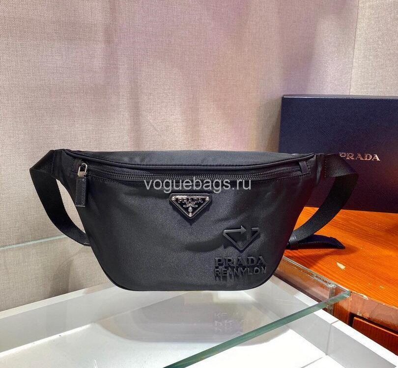 Replica Prada 2VL033 Nylon and Saffiano leather belt Bag in Black