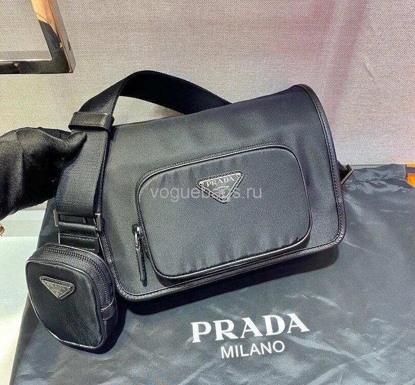 Replica Prada 2VD041 Re Nylon And Saffiano Leather Shoulder Bag in Black