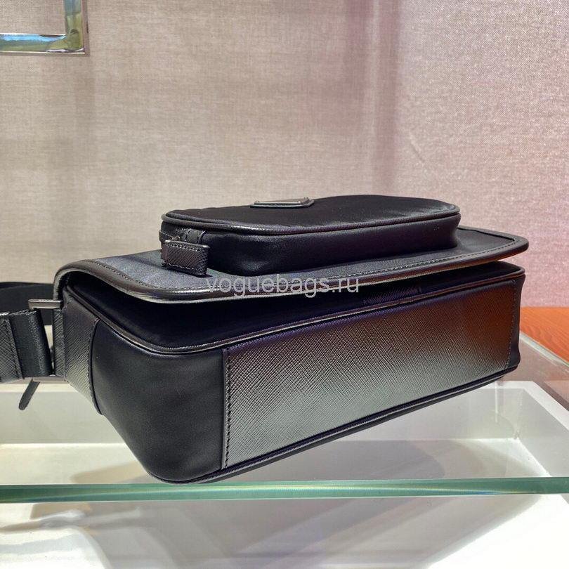 Replica Prada 2VD041 Re Nylon And Saffiano Leather Shoulder Bag in Black