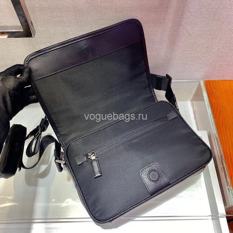 Replica Prada 2VD041 Re Nylon And Saffiano Leather Shoulder Bag in Black