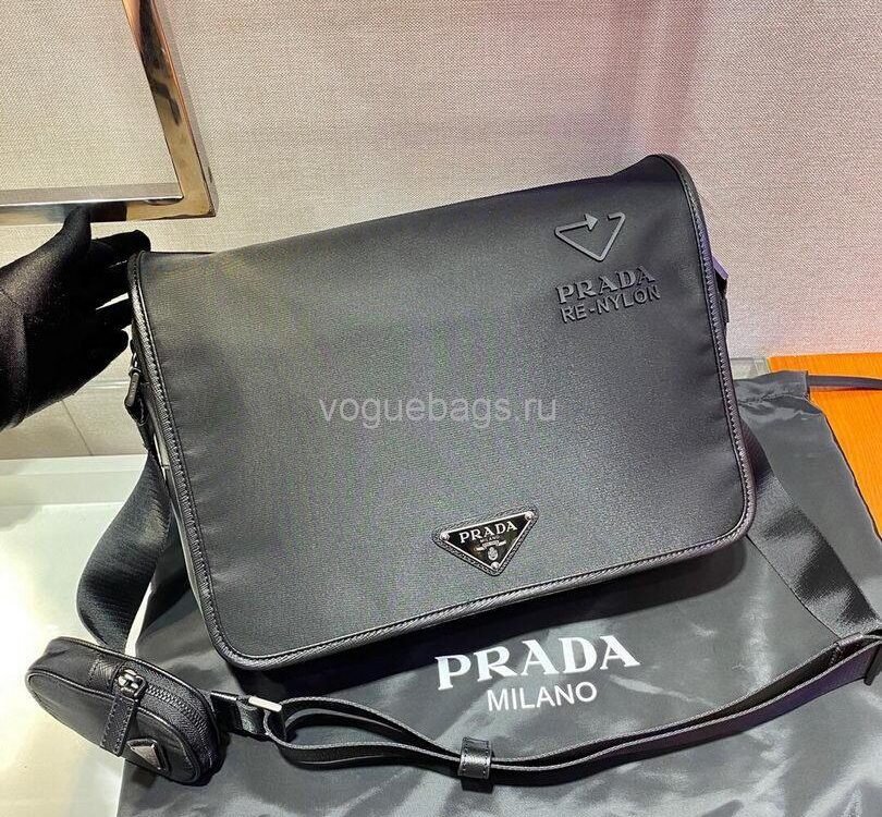 Replica Prada 2VD039 Re Nylon And Saffiano Leather Shoulder Bag in Black