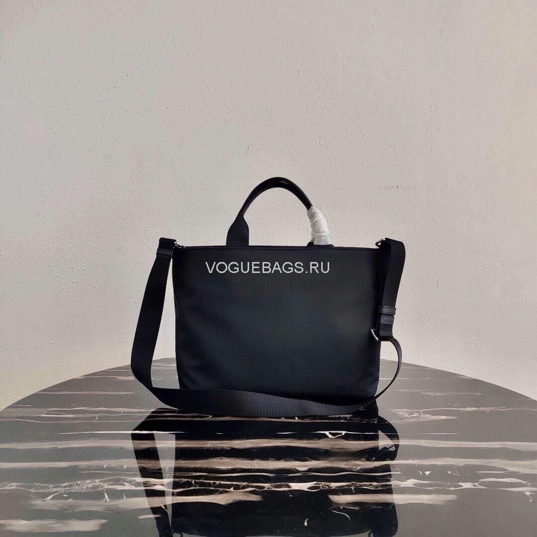 Replica Prada 1BG354 tote shoulder hanbag Nylon calfskin leather Black