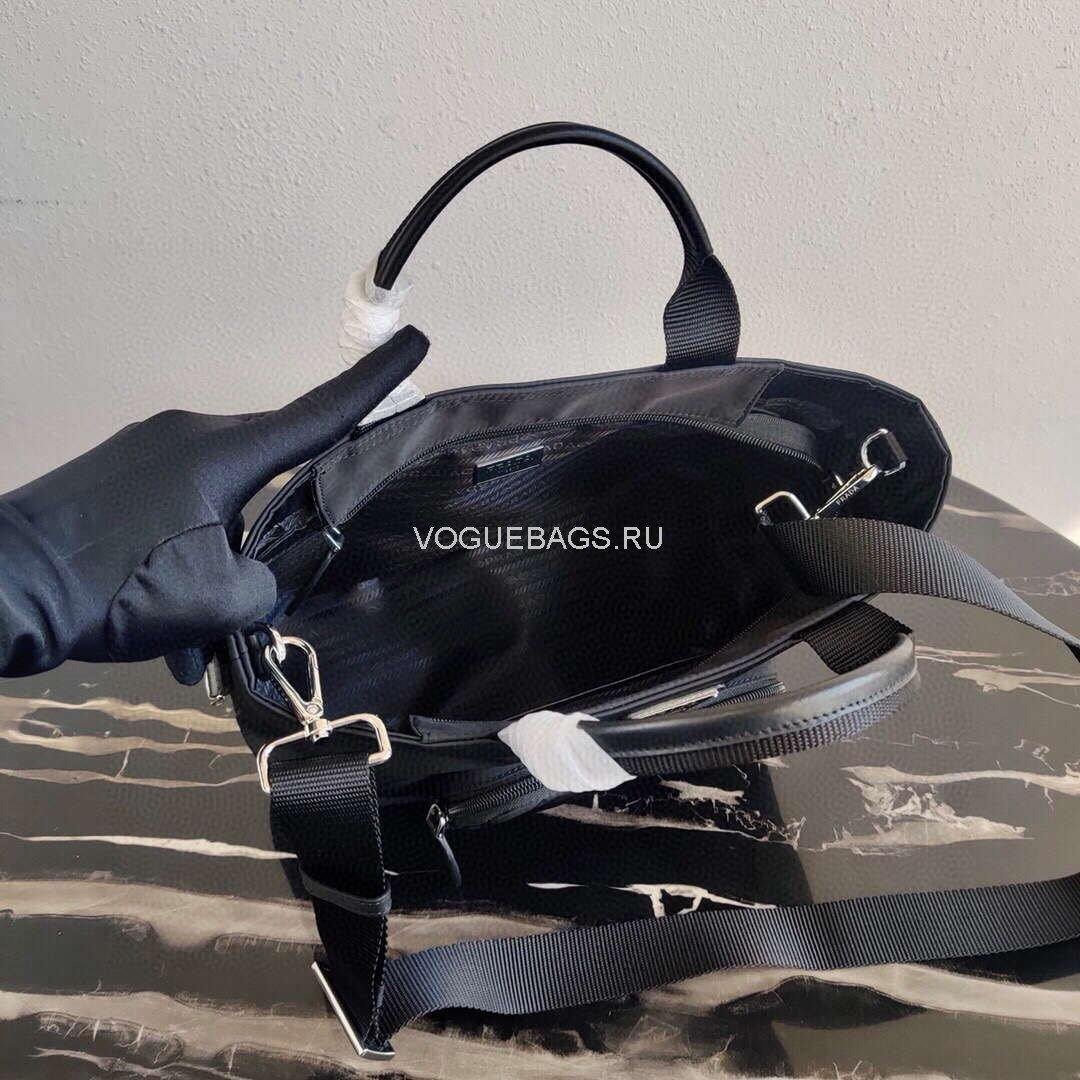 Replica Prada 1BG354 tote shoulder hanbag Nylon calfskin leather Black