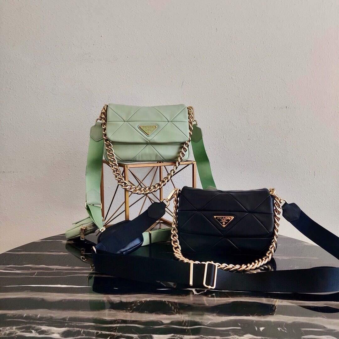 Replica Prada 1BD292 Prada System nappa leather patchwork Bag Green