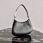 Replica Prada 1BC499 Prada Cleo Brushed Leather Shoulder Bag in Black