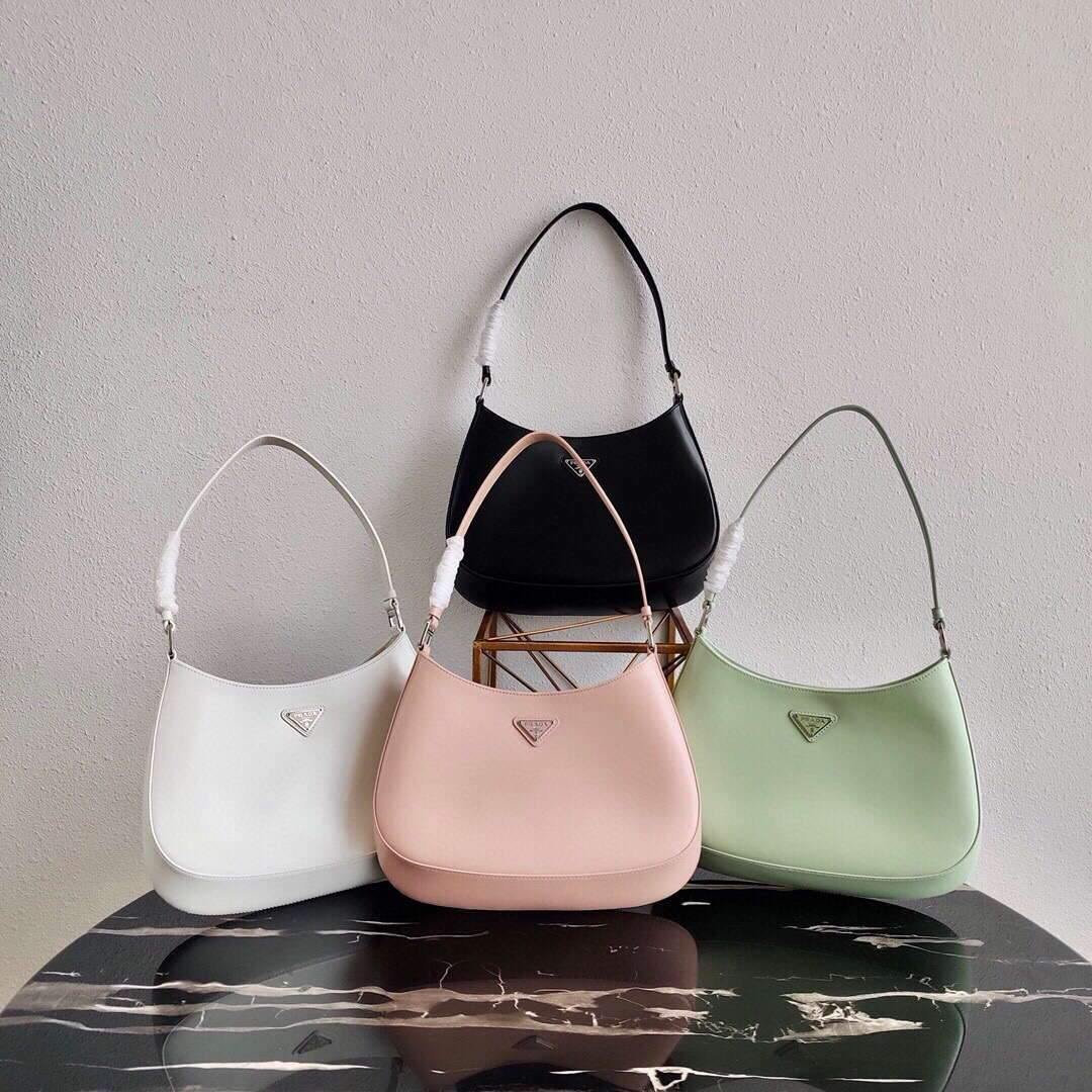 Replica Prada 1BC499 Prada Cleo Brushed Leather Shoulder Bag in Black