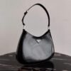 Replica Prada 1BC156 Prada Cleo Brushed Leather Shoulder Bag Black
