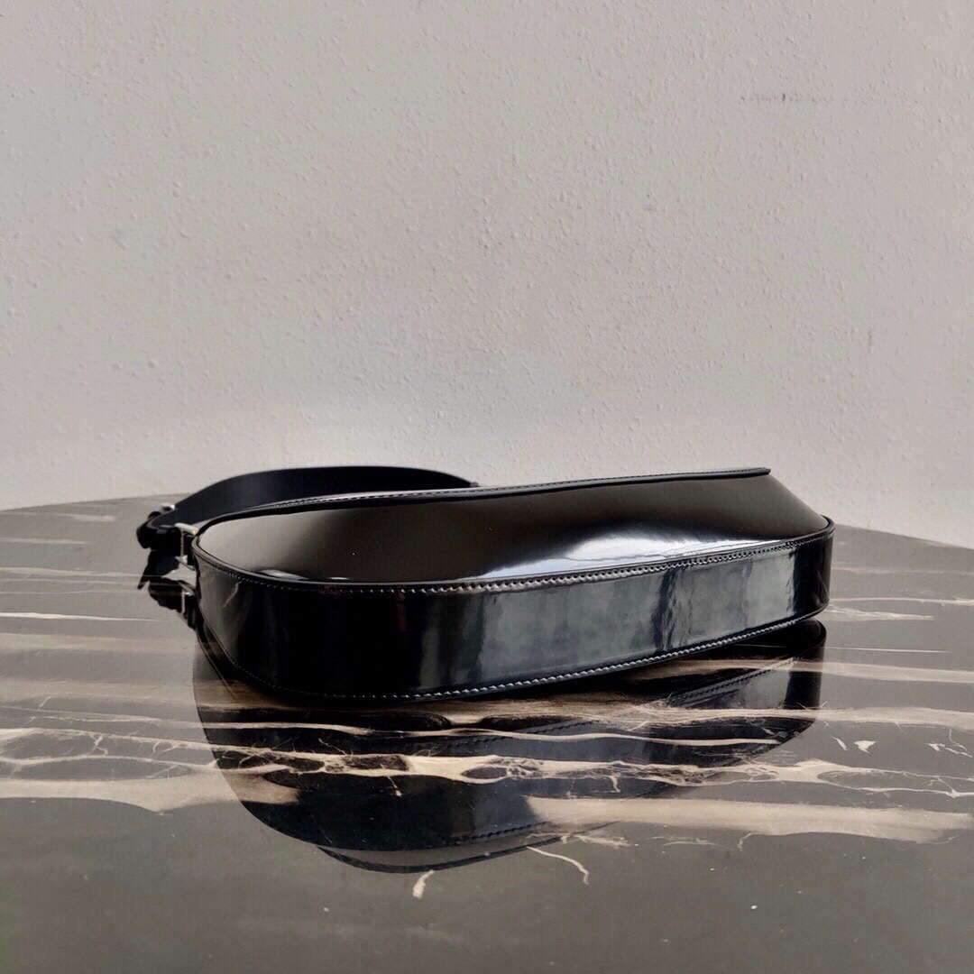 Replica Prada 1BC156 Prada Cleo Brushed Leather Shoulder Bag Black