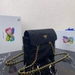 Replica Prada Nylon Vintage Chain Stray Bag 1BD630 Black
