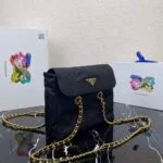 Replica Prada Nylon Vintage Chain Stray Bag 1BD620 Black