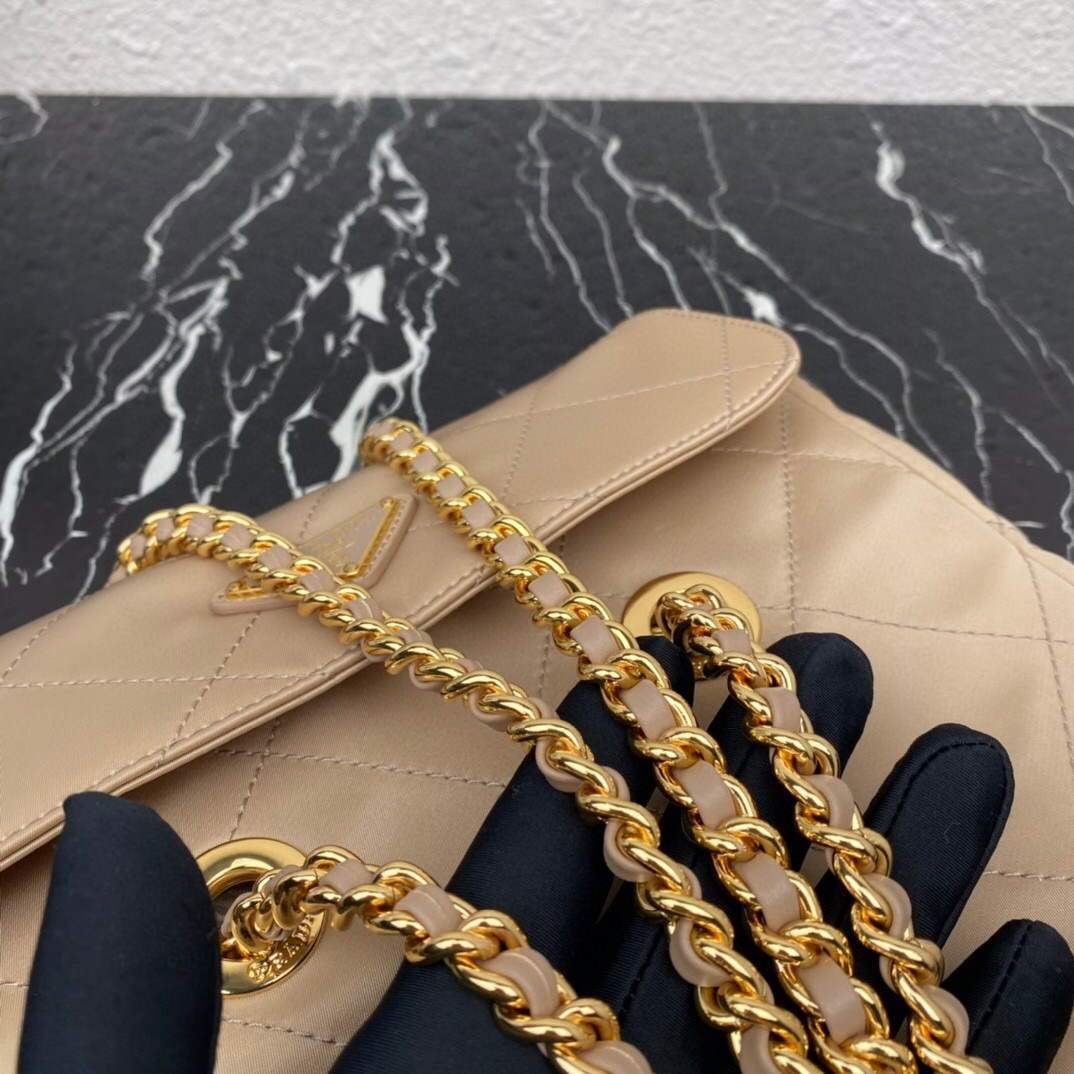 replica handbags, knock off purses, knockoff handbags, fake designer handbags, replica designer handbags, replica handbags,high quality replica designer handbags, Replica Prada Nylon Vintage Chain Stray Bag 1BD620 Apricot