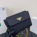 Replica Prada Nylon Vintage Chain rhombus stray Bag 1BD619 Black