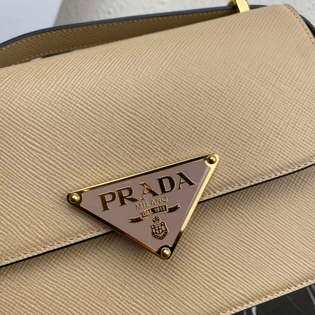 Replica Prada 1BD320 Prada Emblème Saffiano Shoulder Bag Tan