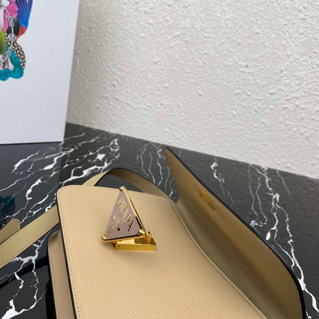 Replica Prada 1BD320 Prada Emblème Saffiano Shoulder Bag Tan