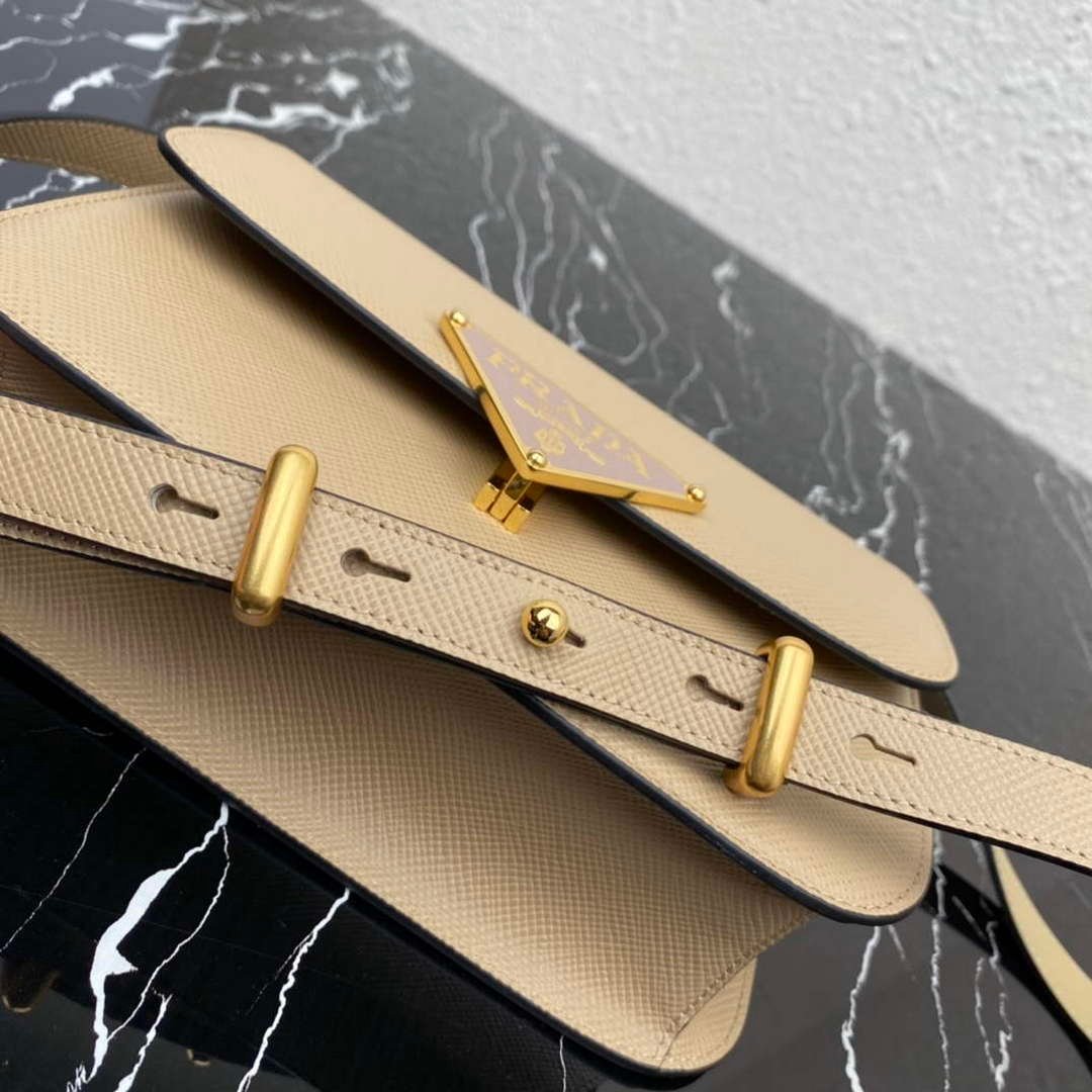 Replica Prada 1BD320 Prada Emblème Saffiano Shoulder Bag Tan