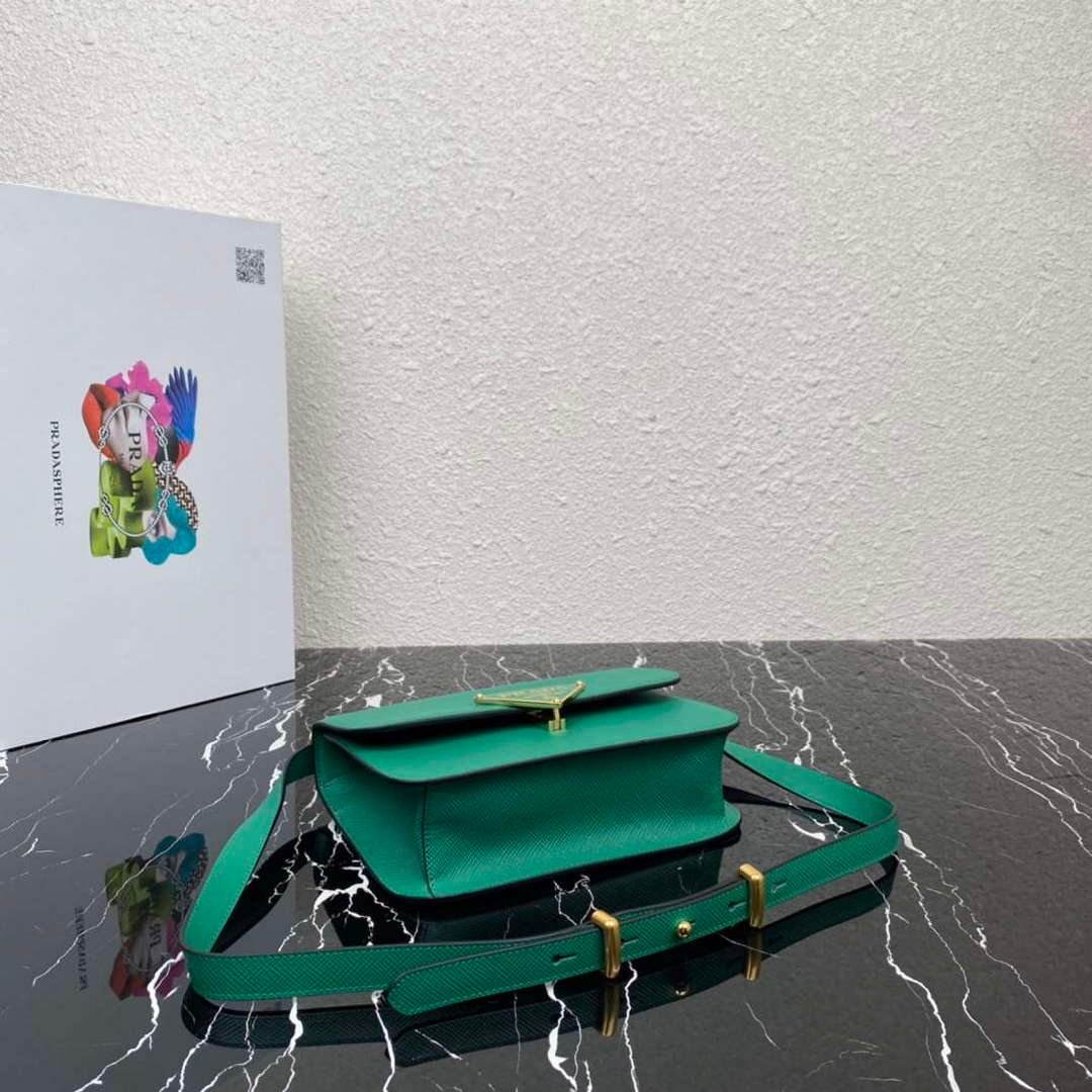 Replica Prada 1BD320 Prada Emblème Saffiano Shoulder Bag Green