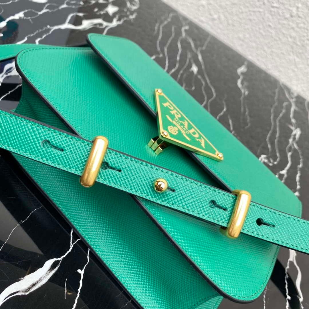 Replica Prada 1BD320 Prada Emblème Saffiano Shoulder Bag Green