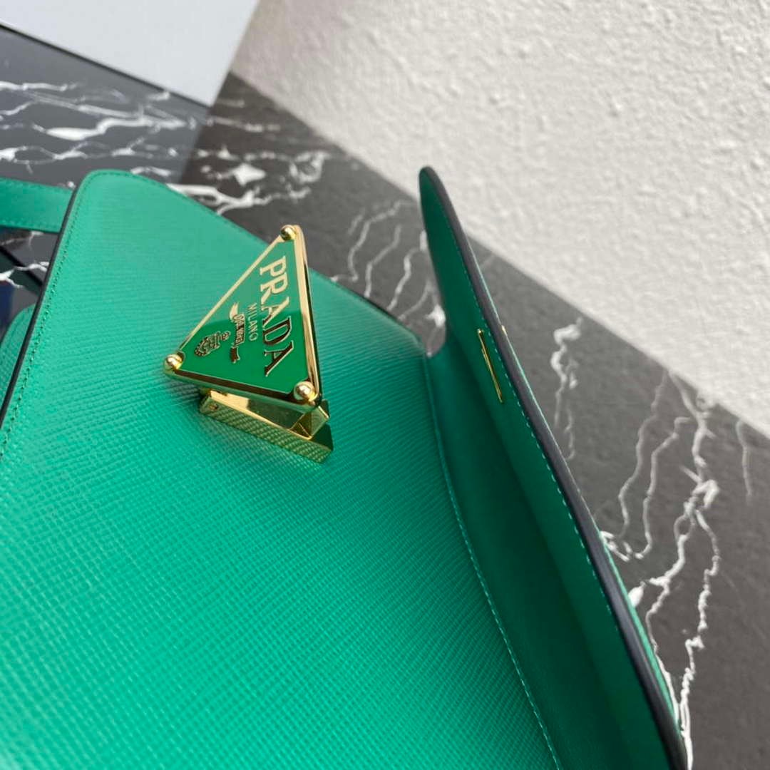 Replica Prada 1BD320 Prada Emblème Saffiano Shoulder Bag Green