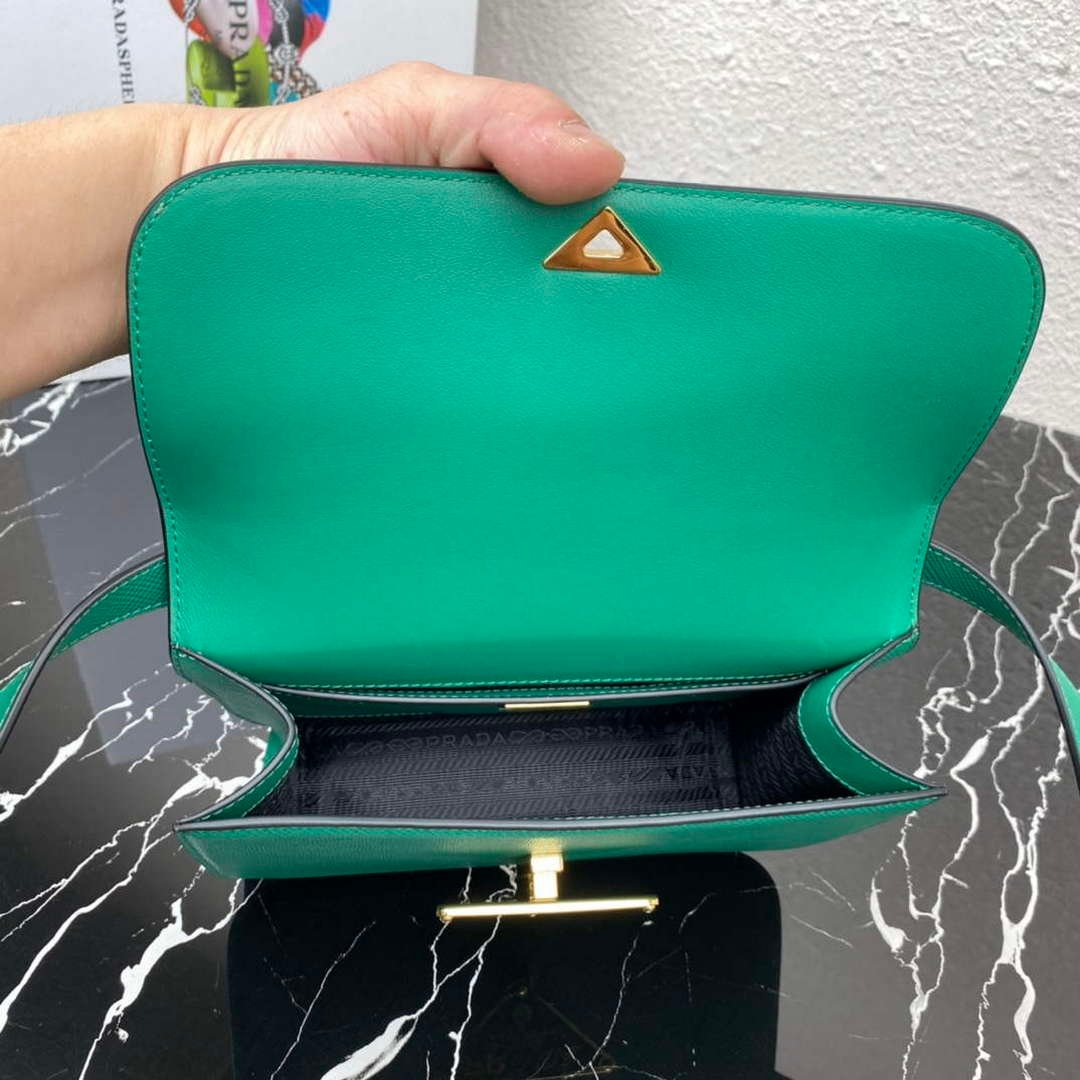 Replica Prada 1BD320 Prada Emblème Saffiano Shoulder Bag Green