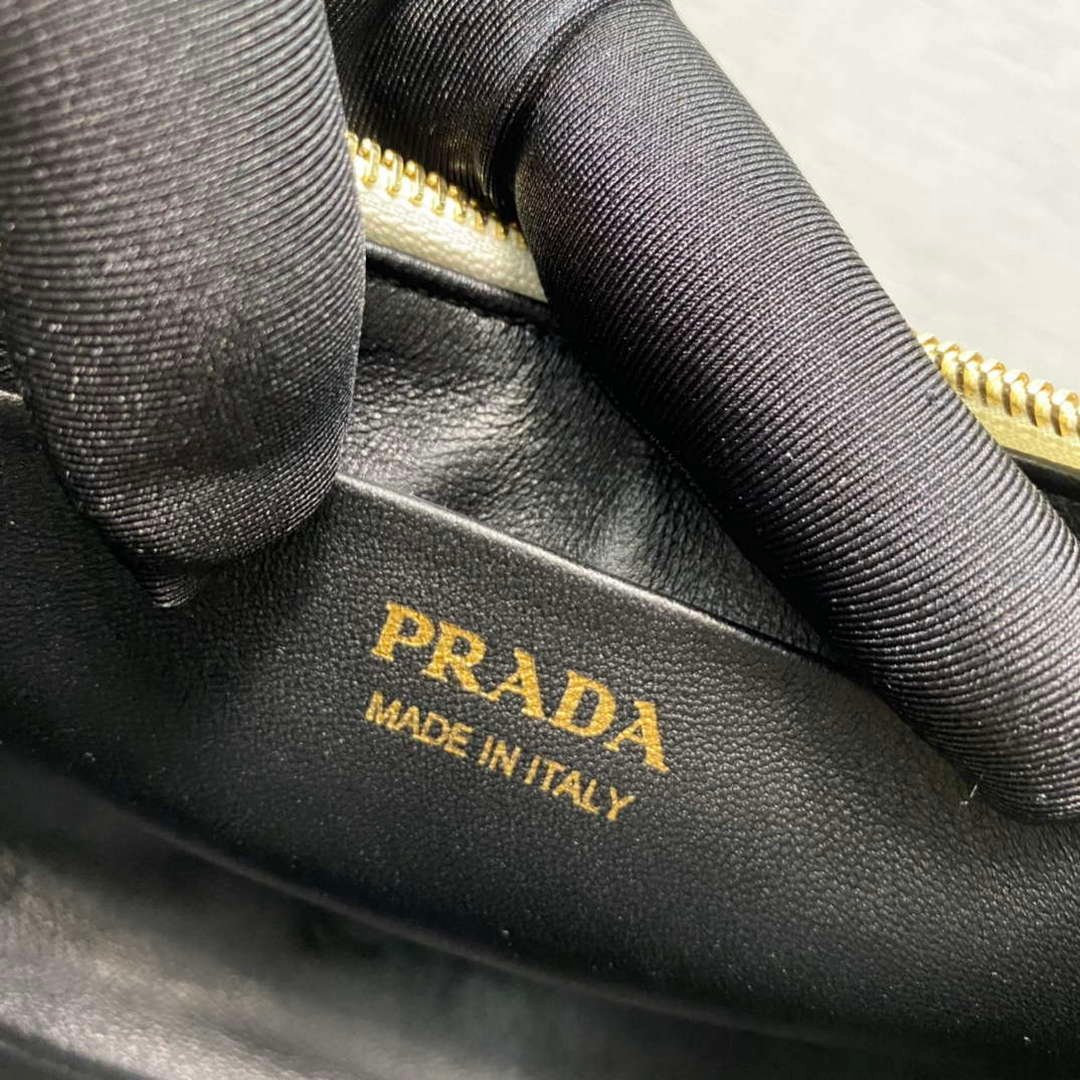 Replica Prada 1BC194 Prada Arqué Leather Shoulder Bag White